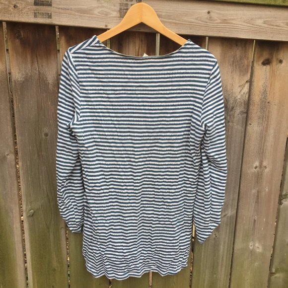 Akemi + Kin (Anthro) Sylvie Pointelle blue white striped top - size S - Picture 5 of 8